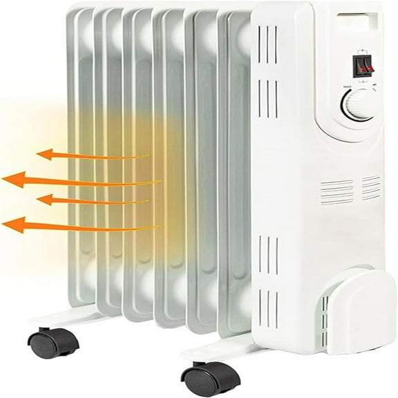 Electric Oil-Filled Radiant Radiator Space Heater, Never Refill, Adjustable tat, Tip-Over Switch & Overheat Protection System, I for Home, Bedroom, & Office, 1,200W, CZ7007J