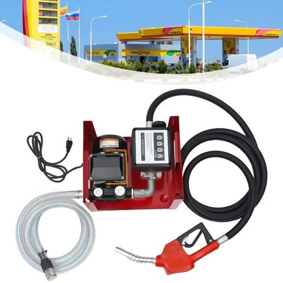 Electric Oil Fuel Diesel Gas Transfer Pump W/ Nozzle Meterr Oil Fuel Diesel 110V