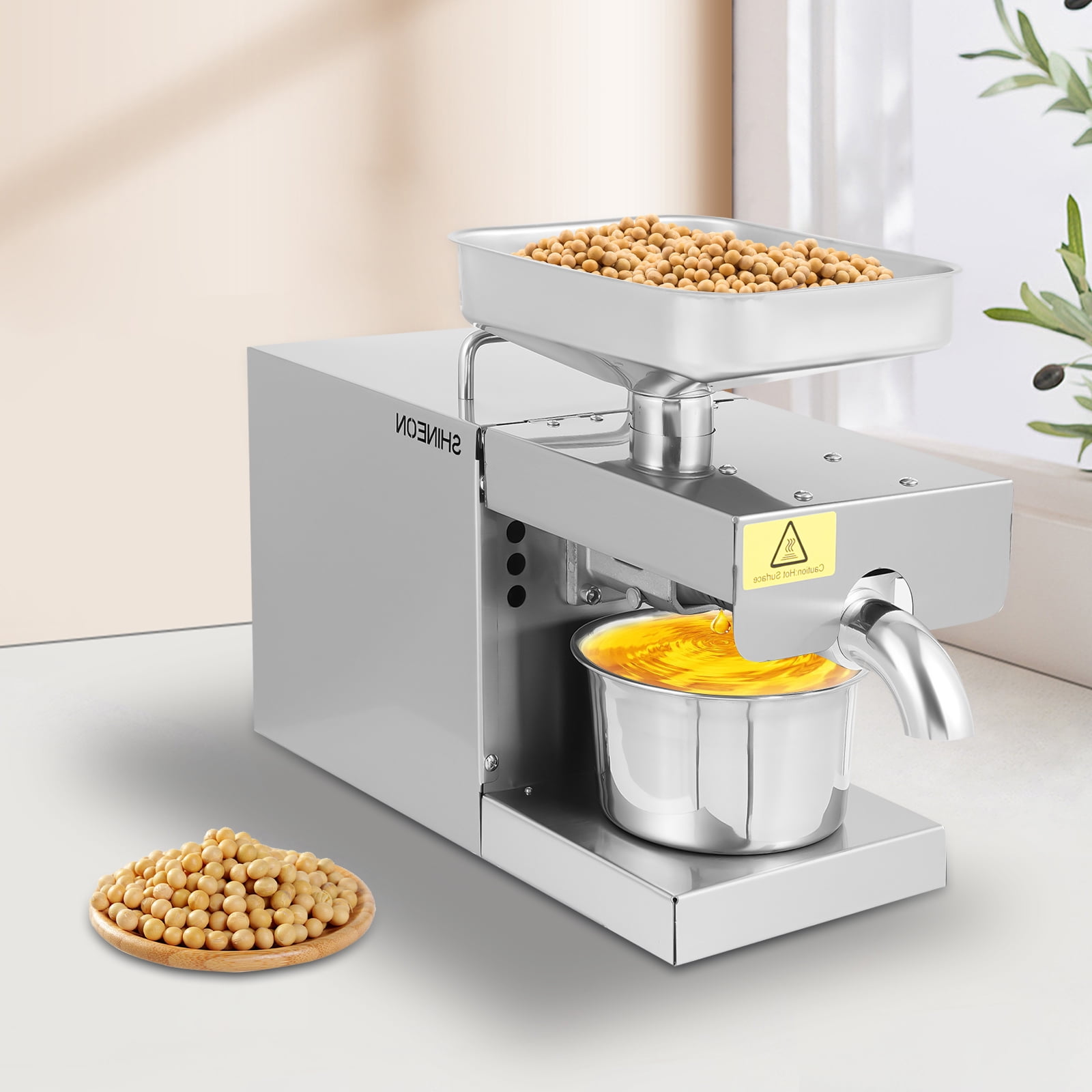 Electric Oil Press Machine, 600W Stainless Steel Cold/Hot Oil Extractor for Peanuts, Sunflower, Olive, and More, High Oil Yield, Easy Maintenance