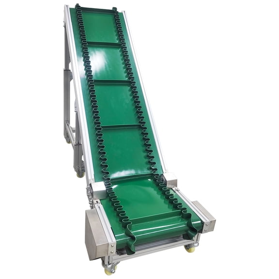 Electric PVC Belt Climbing Conveyor 110V Adjustable Height Aluminum Alloy Frames
