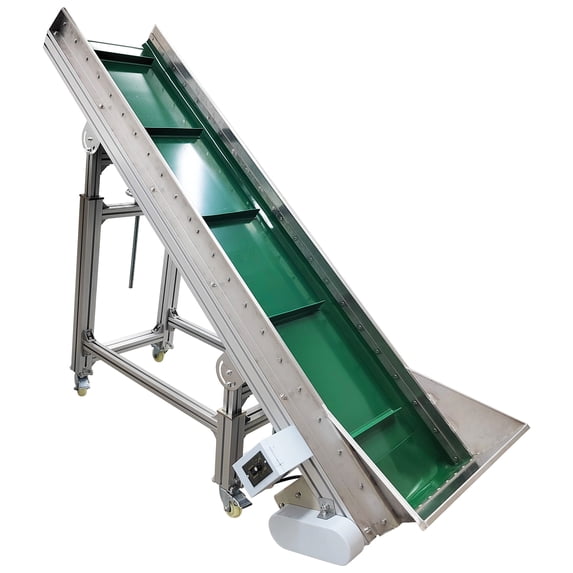Electric PVC Belt Climbing Conveyor Incline Transport Machine 110V 2-10m/min 78.7*15.7in Max 59in Aluminum Frame
