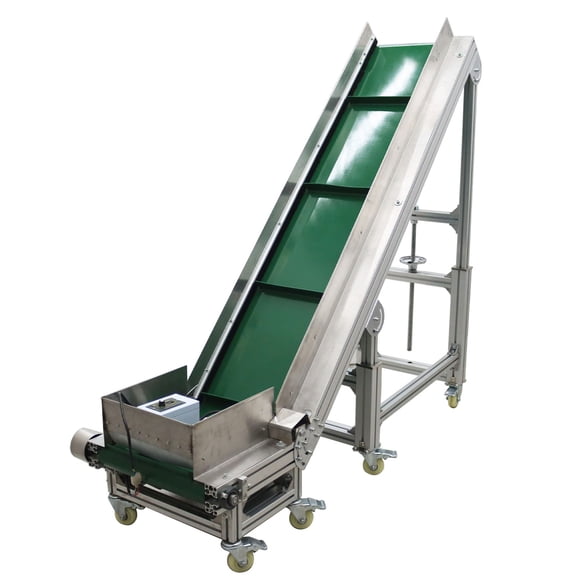 Electric PVC Belt Climbing Conveyor Inclined Slope Conveyor 110V 78.7*7.8in 2-10m/min with Baffle