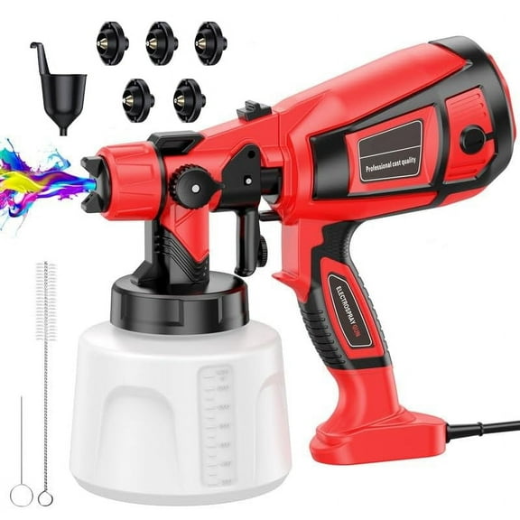 850W Electric Power Paint Sprayer, 1400ml Tank, 5 Nozzles, Adjustable Flow