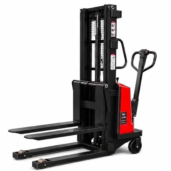 Electric Pallet Stacker, 3300 lbs Electric Forklift, 94.8" Max Lift Height Material Lift, 1.6KW 48V, Red & Black