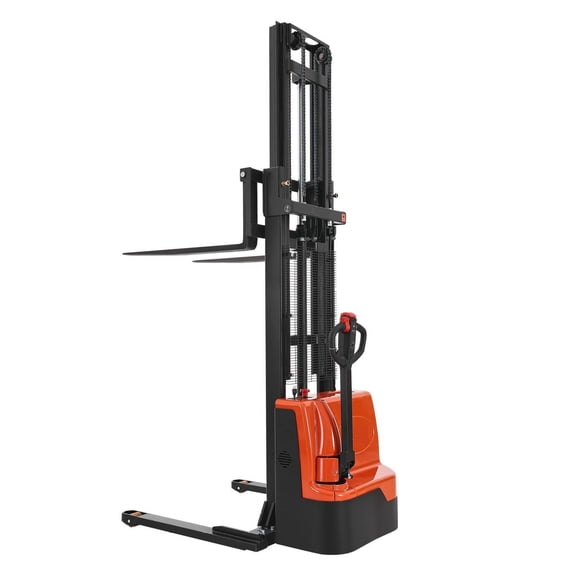 Electric Pallet Stacker 3300lbs Capacity - Lift Forklift with Adjustable Forks & Legs - 127.6" Lift Height - Warehouse & Industrial Use