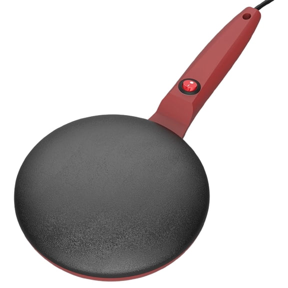 Electric Pancake Maker, 16.54 Inch Non-Stick Grill Pan with Temperature Control, Long Handle Portable Breakfast Cooking Tool-Red