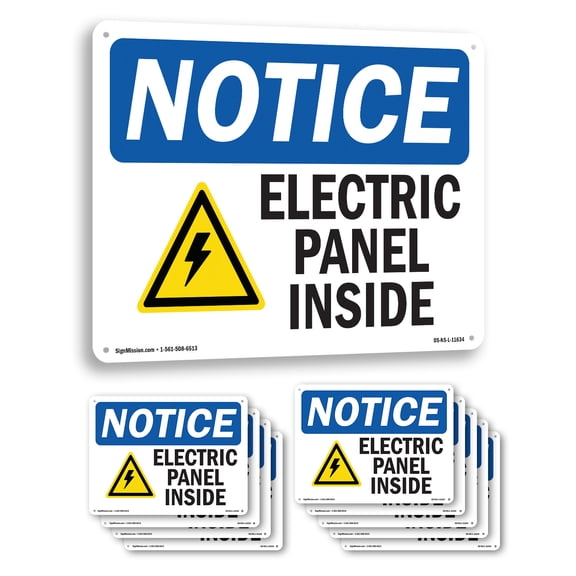 Electric Panel Inside OSHA Notice Aluminum Sign 24 Inch x 18 Inch - 10 Pack