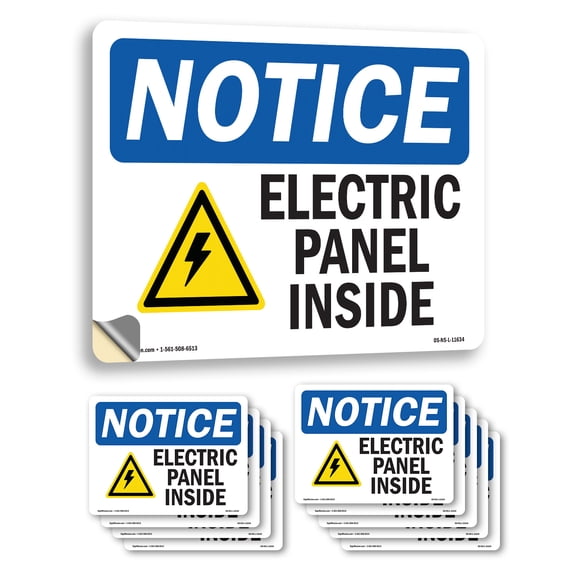 Electric Panel Inside With Symbol OSHA Notice Vinyl Decal Label 14 Inch x 10 Inch - 10 Pack