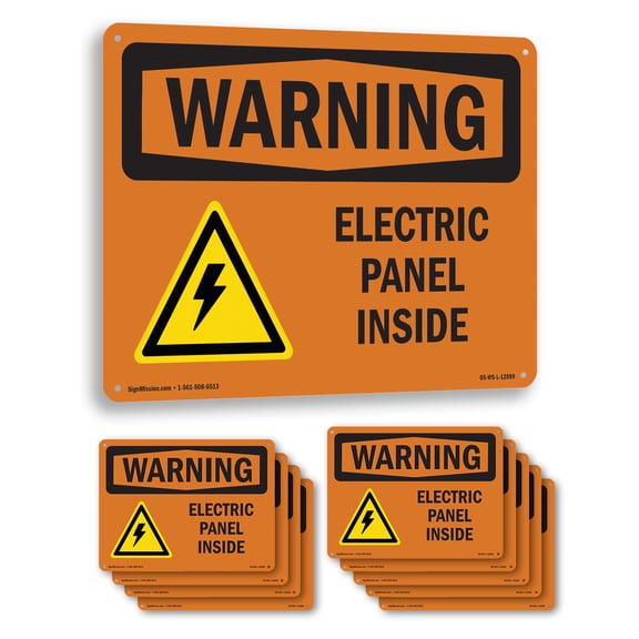 Electric Panel Inside With Symbol OSHA WARNING Aluminum Sign 24 Inch x 18 Inch - 10 Pack