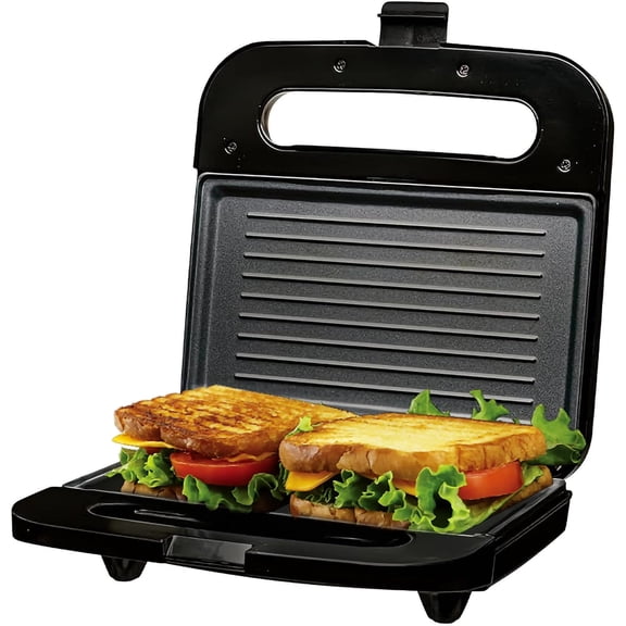 Electric Panini Press Grill with Nonstick Plates, LED Indicator Lights, Thermostat Control, Cool Touch Handle, Compact Sandwich Maker Perfect for Cooking Breakfast, Snacks & More, GP0401B