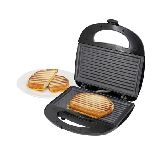 Electric Panini Press Grill & Sandwich Maker with Non-Stick Plates, Locking Latch & Power Indicator Light