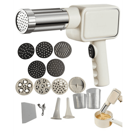 Electric Pasta Machine, Household Handheld Wireless Noodle Machine. A Homemade Noodle Machine with Nozzles,As Shown