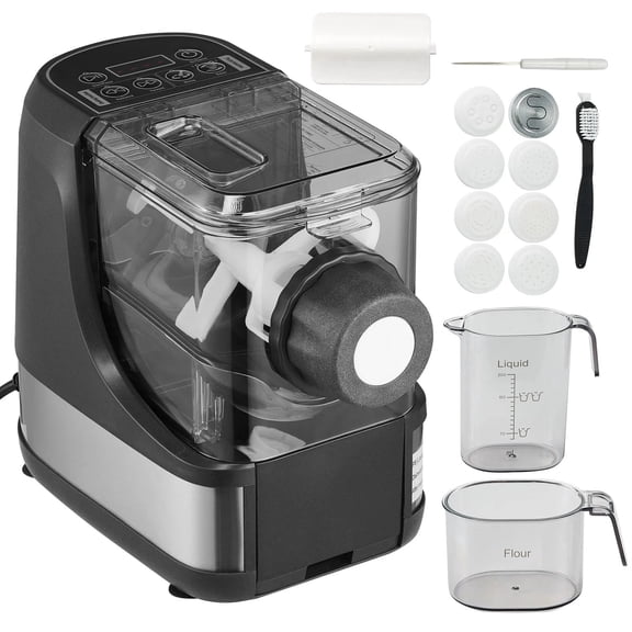 Electric Pasta Maker, 150W Automatic Noodle Maker Machine with 8 Pasta Shapes, 500g Flour Capacity Pasta Maker Machine with Measuring Cups, Cleaning Brush for Home Kitchen