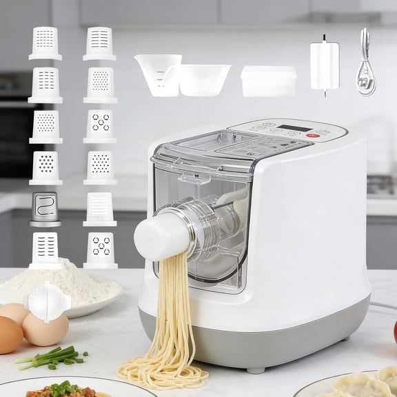 Electric Pasta Maker, 260W Automatic Pasta Maker Machine, 500G Flour Capacity Noodle Machine, 12 Types of Noodle Molds, Pasta Making Machine for Spaghetti, Cannelloni, Dumpling and More