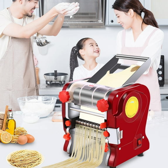 Electric Pasta Maker Commercial Noodle Pressing Machine with 3 MM / 9 MM Dual Purpose Knife Cutter for Spaghetti Lasagna Linguine Dough Width 18 CM Large Size