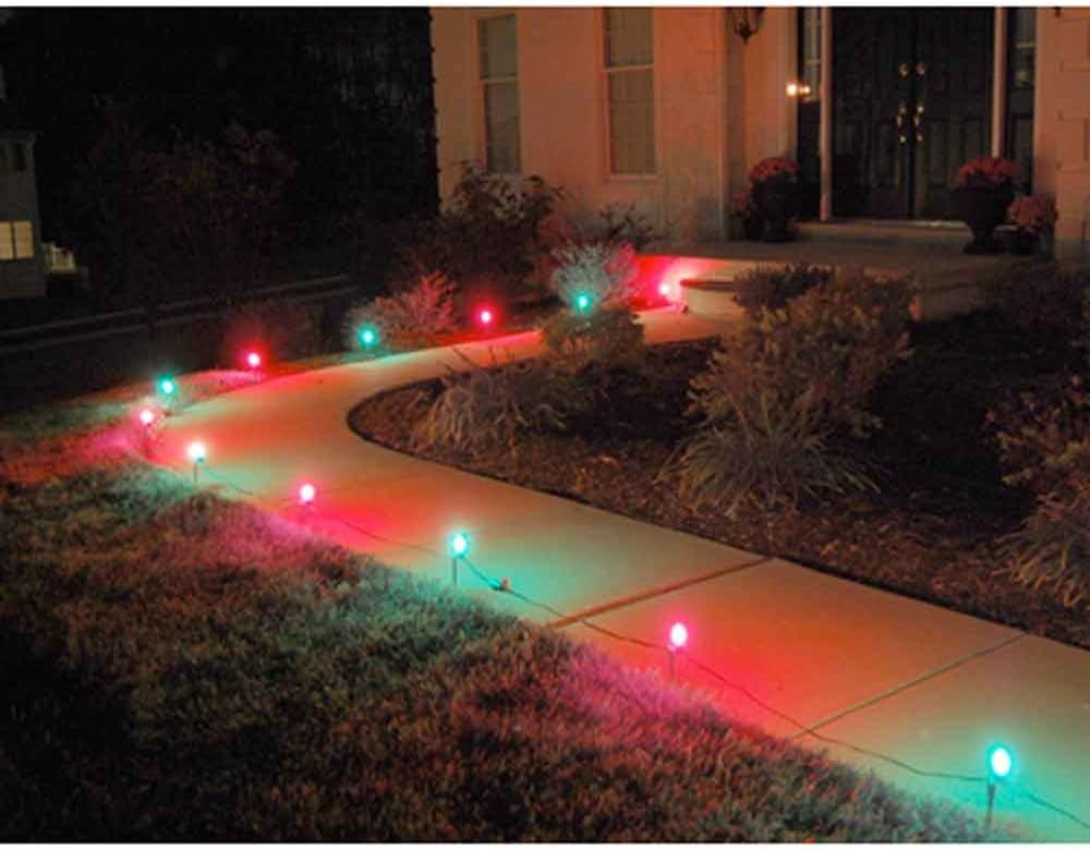 Red and Green Incandescent Pathway Lights with 10 Bulbs