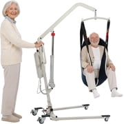 Electric Patient Lift for Home Use, Foldable Hoyer Lift with Sling for Elderly, Portable Sit to Stand Transfer Lift, Floor to Bed & Wheelchair Assist, 330lbs, Emergency Stop