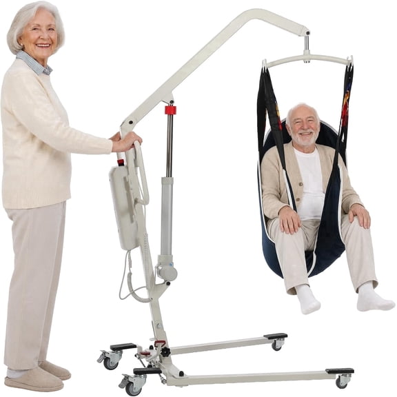 Electric Patient Lift for Elderly, Portable Sit to Stand Transfer, 330lb Capacity, with Sling