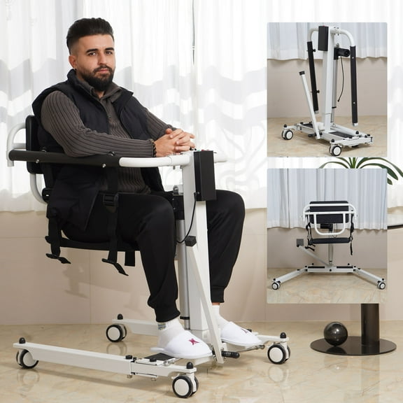 Electric Patient Lift Transfer Chair for Home, Portable Patient Lift for Car Alloy Steel Folding Patient Lift Wheelchair for Adults Shower Chair for Elderly And Disabled