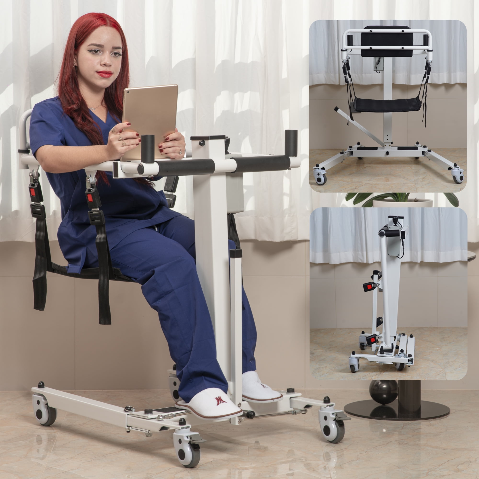Electric Patient Lift Transfer Chair for Home, Portable Transfer Lift Wheelchair Foldable Commode Toilet Transfer Chairs for Adults, Elderly, or Senior Living
