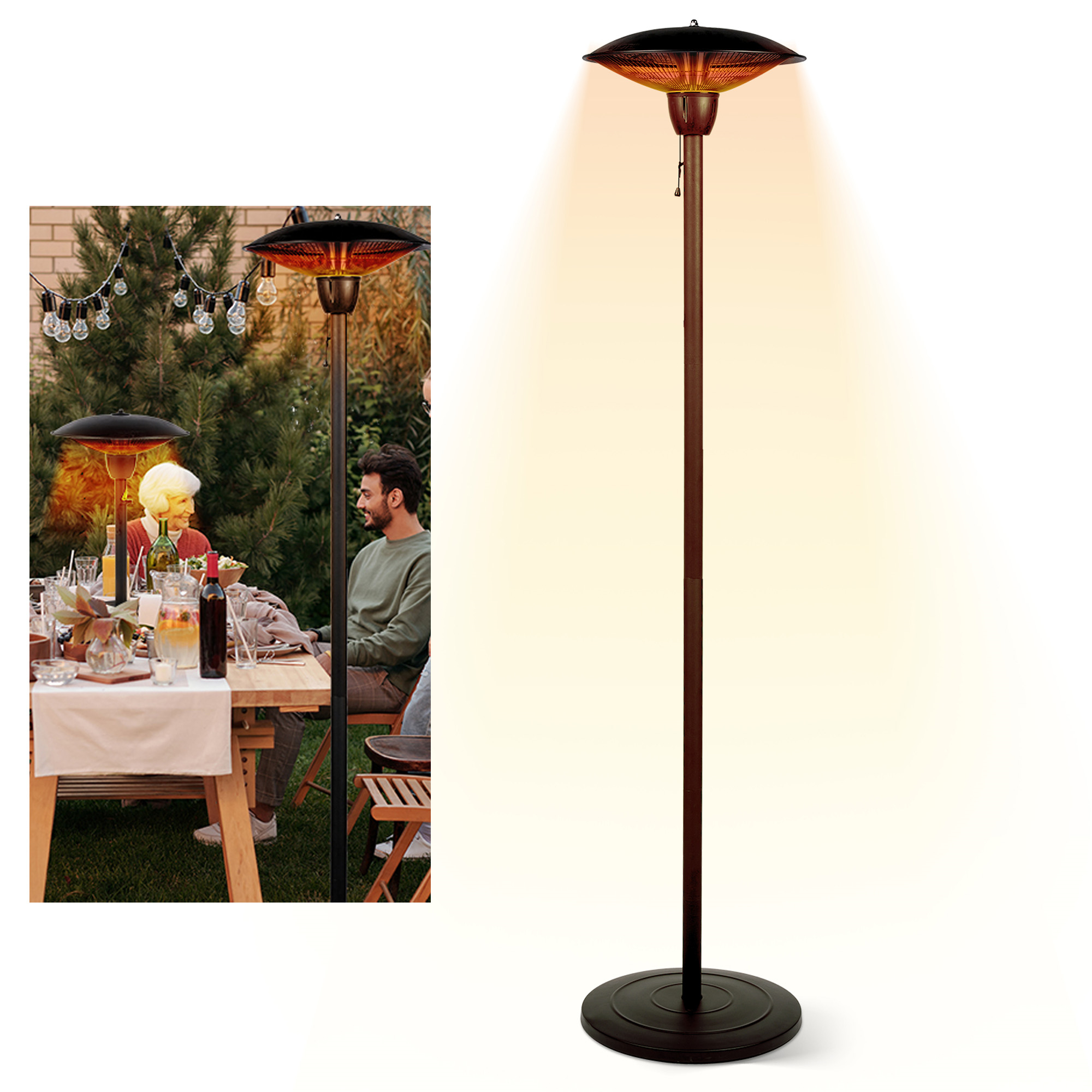 Electric Patio Heater 1500W Standing Heater Patio Outdoor Balcony