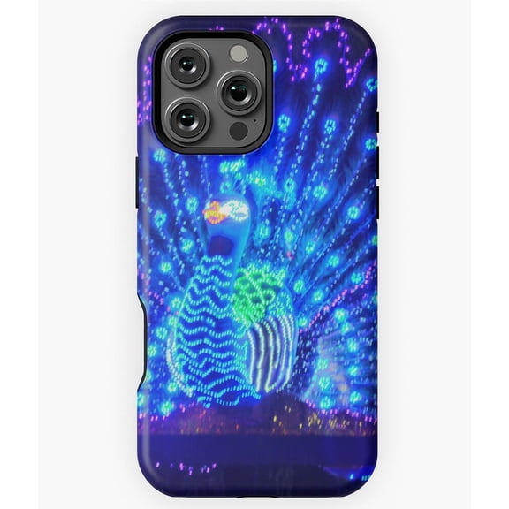 Electric Peacock in Night Light Display Phone Case for iPhone 16 15 14 13 12 11 Pro Max