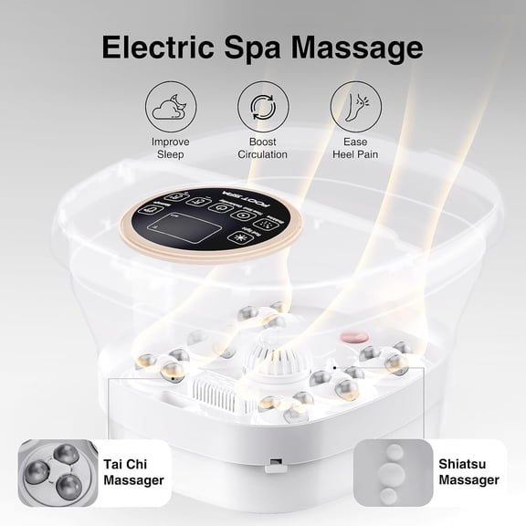 Electric Pedicure Foot Spa with Heat and Bubble Massage, Foldable Foot Bath Tub with Remote Control for Home Relaxation