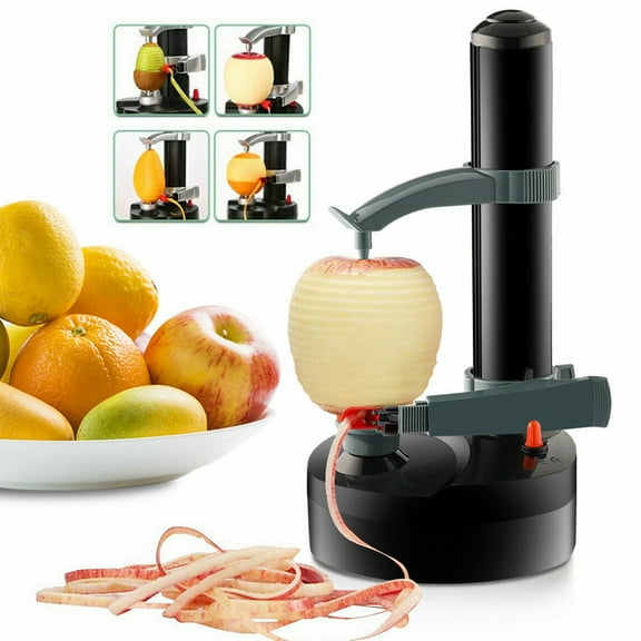 Electric Peeler Potato Apple Peeling Machine Fruit Vegetable Spiralizer Cutter Automatic Rotating Kitchen Tool (Black)