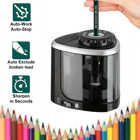 Electric Pencil Sharpener - Automatic, Desktop Office Stationery Tool with Precision Sharpening