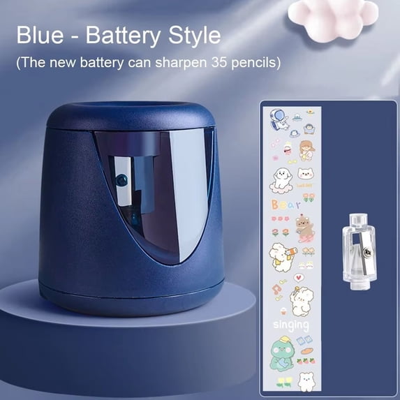 Electric Pencil Sharpener Battery Operated Heavy Duty Automatic Sharpener for Students Classroom Home Office Portable Desktop Stationery Tool Supplies #103 Blue