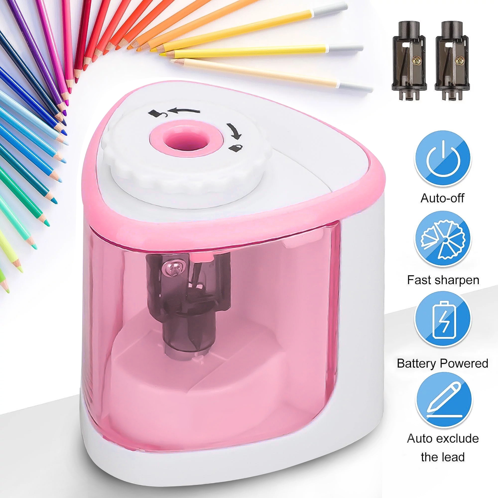 Electric Pencil Sharpener EEEkit Automatic Sharpener Fit for No.2 and 6 8 mm Pencils Electric Sharpener with Auto Stop Pink