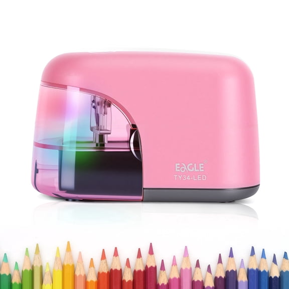 Electric Pencil Sharpener with LED Light, Battery-Operated, Press-to-Sharpen Design, Fast 5-Second Sharpening, Fits 68mm Pencils for Home & Office Use