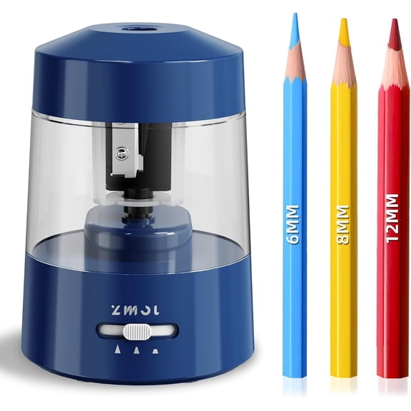 Electric Pencil Sharpener Operated Power for Colored & Pencils No.2/(6-12mm) Safe & Easy Use Plug in Portable with (AC Adapter,USB, ) for Classroom/Office/ Dark Blue