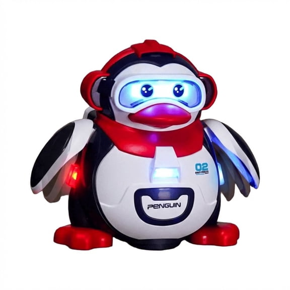 Electric Penguin Interactive Toy, Walking Animal with Soothing Sound and Motion, Musical Electronic Pet for Early Learning, Red