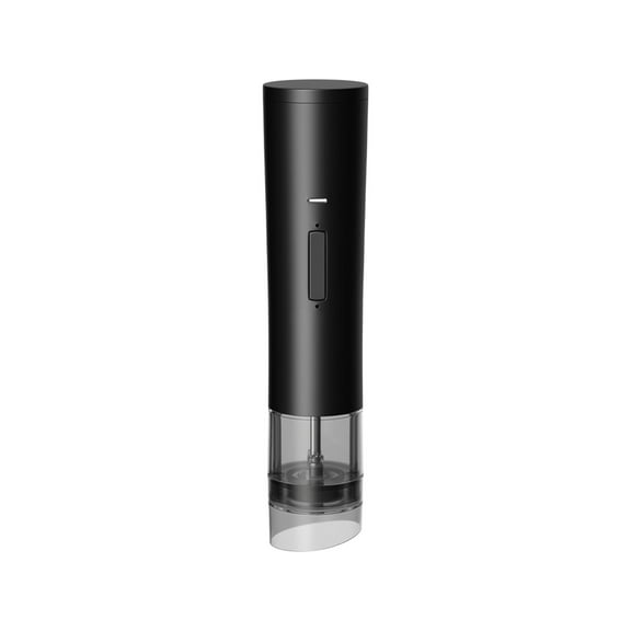 Electric Pepper Grinder Stainless Steel Rechargeable Pepper Mill with External Adjustable Coarseness, 95ml Container and White LED Light, Black