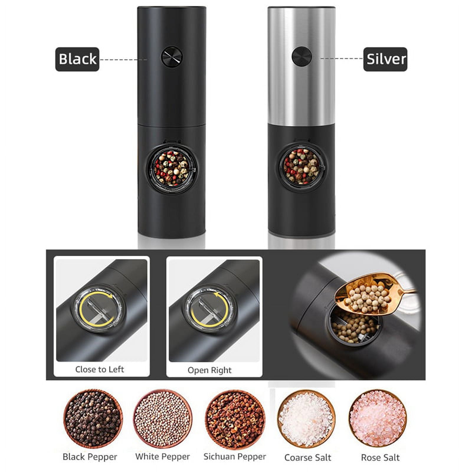 Electric Pepper Spice Grinder Automatic Salt Grinder Pepper Shaker with ...