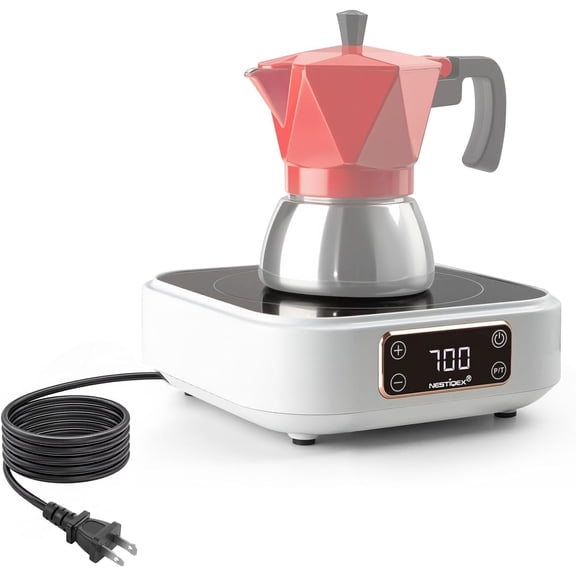 Electric Percolator Classic Style Coffee Maker with Heat Resistant Handle Base and Detachable Cord with Stainless Steel Stem and Basket, 12-Cup, Silver