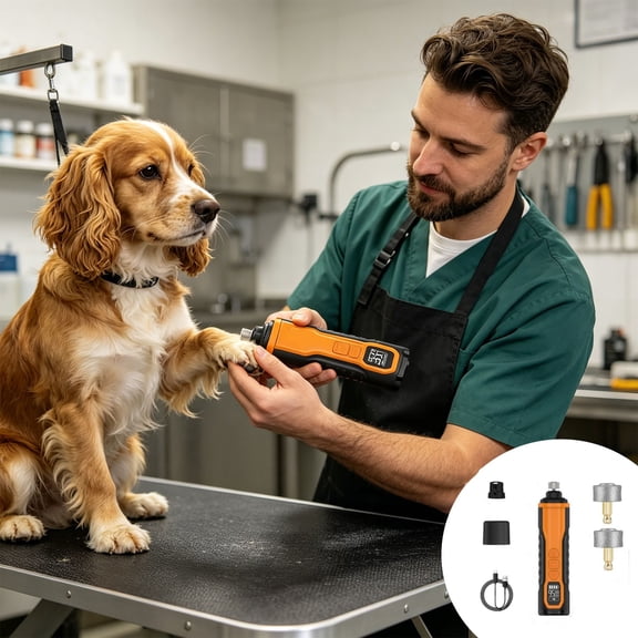 Electric Pet Nail Grinder for Dogs and Cats Quiet Rechargeable Claw Trimmer with 3 Speed Adjustable Settings LED Battery Display Low Noise Vibration Safe Grooming Tool for Beginners Home Use