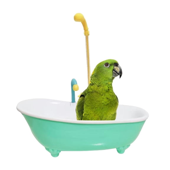 Electric Pet Parrot Bathtub with Circulating Shower, Plastic Bird Bath Toy with Faucet and Accessories, Summer Bathing Pool for Small Birds Pink Blue