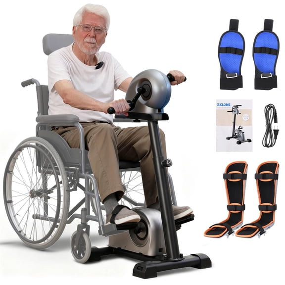 Electric Physical Therapy Exercise Bike with Leg Support & Stroke Hand Brace - Arm Leg Pedal Exerciser | 20 Speed Dual Motorzied Rehab Trainer for Knee, Foot, Arm Recovery | Elderly & Disabled