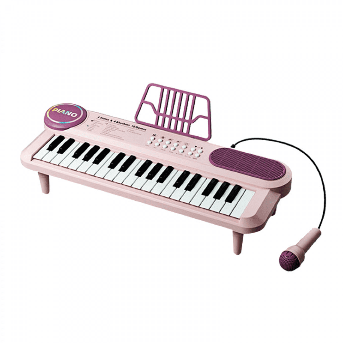 Electric Piano Keyboard Portable Light Red with Microphone for Kids