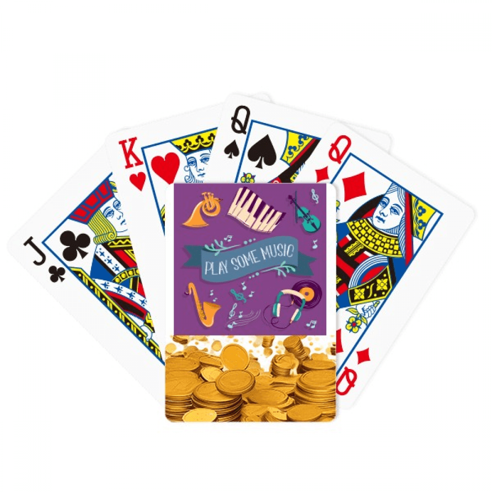 Electric Piano Music Headset Sounds Gold Playing Card Classic Game