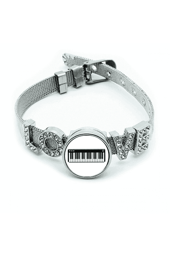 Electric Piano Music Vitality Sounds Bracelet Wristband Crystal Love Adjustable Bangle