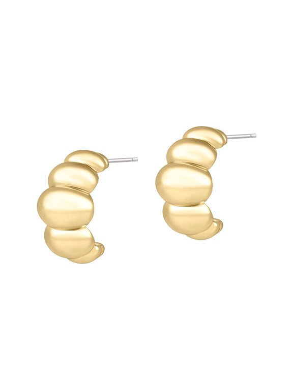 14K Plated Puff Hoop Earrings