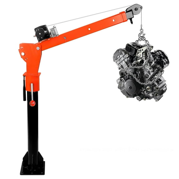 Folding Electric Pickup Single-Arm Crane, 360 Swivel, 1100 lbs for Factory, Construction, Warehouse Lifting