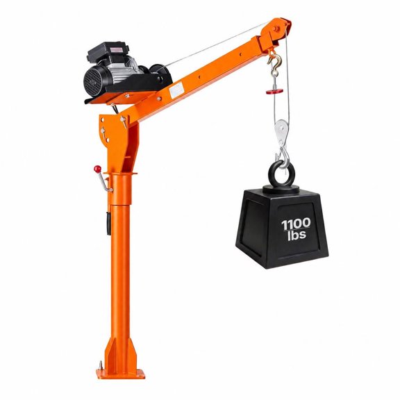 Electric Pickup Truck Crane, with PA800 Hoist, 1100 Lbs Foldable Carbon Steel Jib Hoist, 360 Degree Swivel Telescopic Boom for Truck Bed