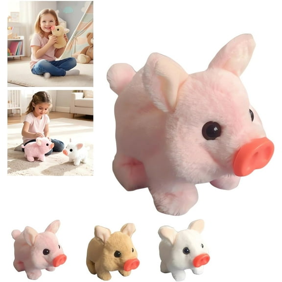 Electric Pig Plush Realistic Toy, 2026 New Interactive Crawling Piglet, Electronic Plush Piggy Toy with Wagging Tail & Twitching Nose & Oink, My Pet Pig That Acts Like a Real Pigs