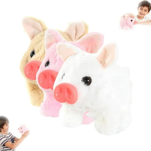 Electric Pig Plush Realistic Toy, Animated Walking Piggy with Twitching Nose & Wagging Tail, Interactive Stuffed Animal Toy