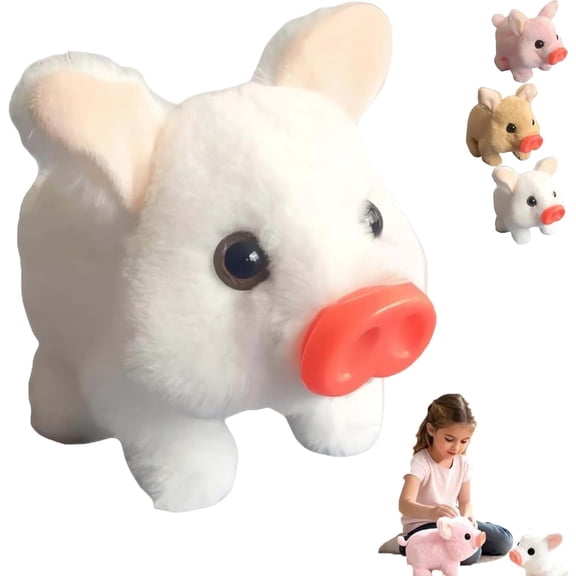 Electric Pig Plush Realistic Toy, Interactive Walking Pig with Wagging Tail and Oinking Sounds, Electronic Plush Piggy Toy for Kids and Collectors