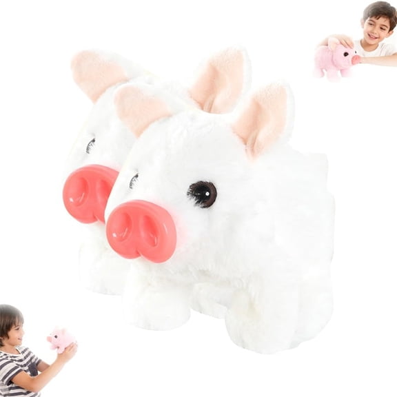Electric Pig Plush Realistic Toy, Lifelike Animated Walking Pig with Sound, Interactive Crawling Electronic Piglet Toy, Jumping Shaking Ears Animal Plush Gift for Kids